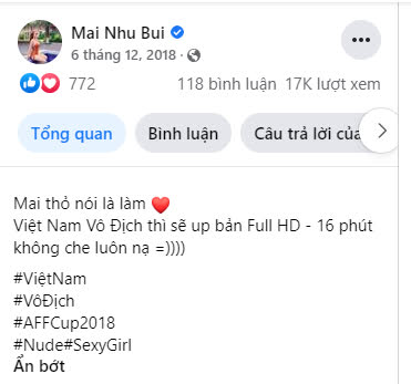 Cựu hot girl hứa tung clip Full HD 16 phút không che nếu Việt Nam vô địch AFF cup, CĐM khắc cốt ghi tâm - Hình 2