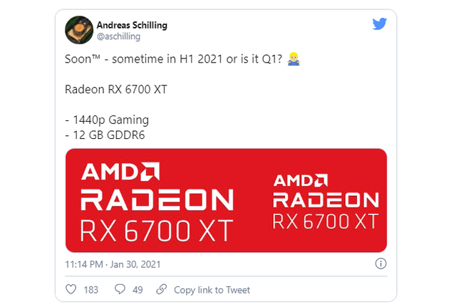 Không để đại kình địch NVIDIA RTX 3060 tung hoành, AMD rục rịch ra mắt RX 6700 XT với 12GB GDDR6 - Hình 2