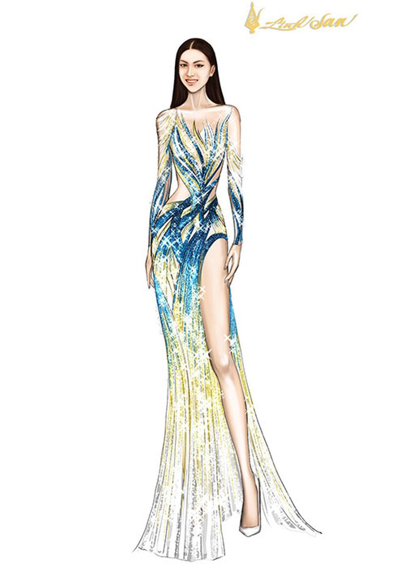 Kim Duyên hé lộ bản vẽ váy dạ hội chinh chiến Miss Universe  2sao