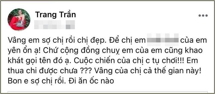 Trang Trần nhận thua, mong được yên ổn sau khi bị vợ Dũng lò vôi đòi gặp đâu đánh đấy - Hình 2