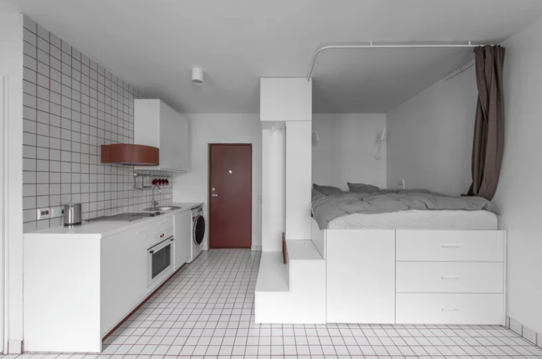 Căn hộ 15m tối giản tạo sức hút bằng cách phối màu đối lập, hiện đại - Hình 5