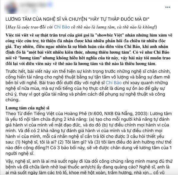 Chi Bảo tiếp tục lên tiếng về chuyện Hoài Linh làm từ thiện - Hình 1