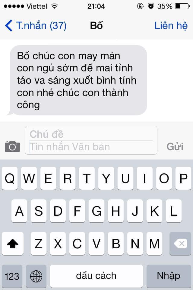 Dòng tin nhắn của bố gửi con trai trước kì thi đại học, ai đọc xong cũng chỉ muốn sà vào lòng cha mẹ - Hình 1