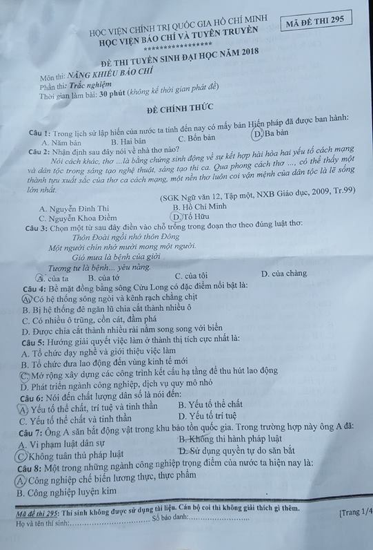 Tổng hợp đề thi Năng khiếu báo chí - Học viện Báo chí và Tuyên truyền từ năm 2015 đến nay - Hình 19