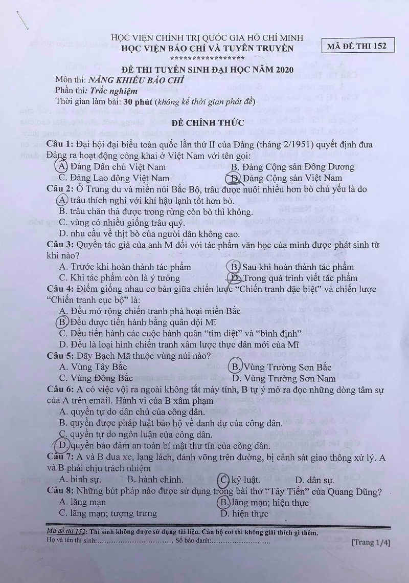 Tổng hợp đề thi Năng khiếu báo chí - Học viện Báo chí và Tuyên truyền từ năm 2015 đến nay - Hình 31