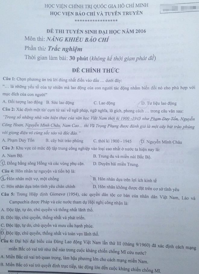 Tổng hợp đề thi Năng khiếu báo chí - Học viện Báo chí và Tuyên truyền từ năm 2015 đến nay - Hình 8