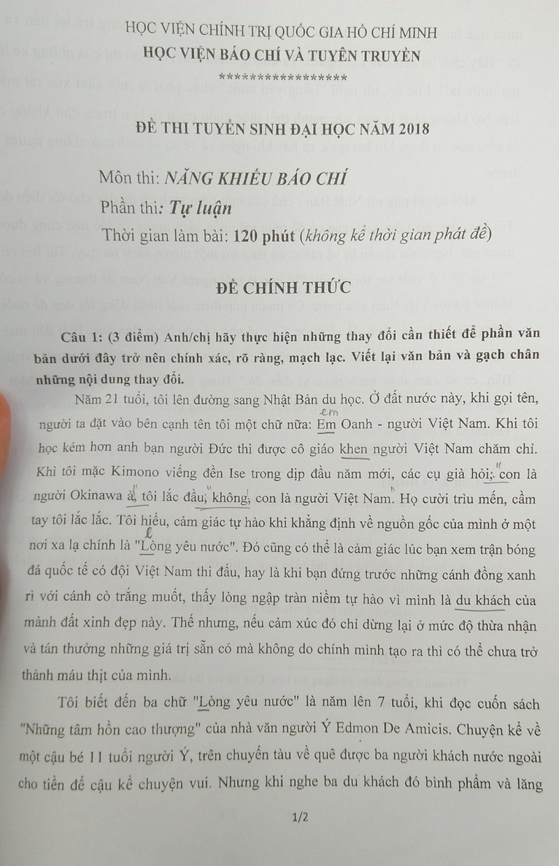 Tổng hợp đề thi Năng khiếu báo chí - Học viện Báo chí và Tuyên truyền từ năm 2015 đến nay - Hình 23