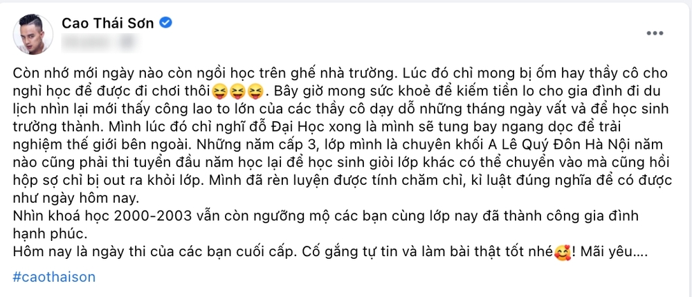Cao Thái Sơn khoe thành tích học tập, tốt nghiệp Quản trị kinh doanh - Hình 2