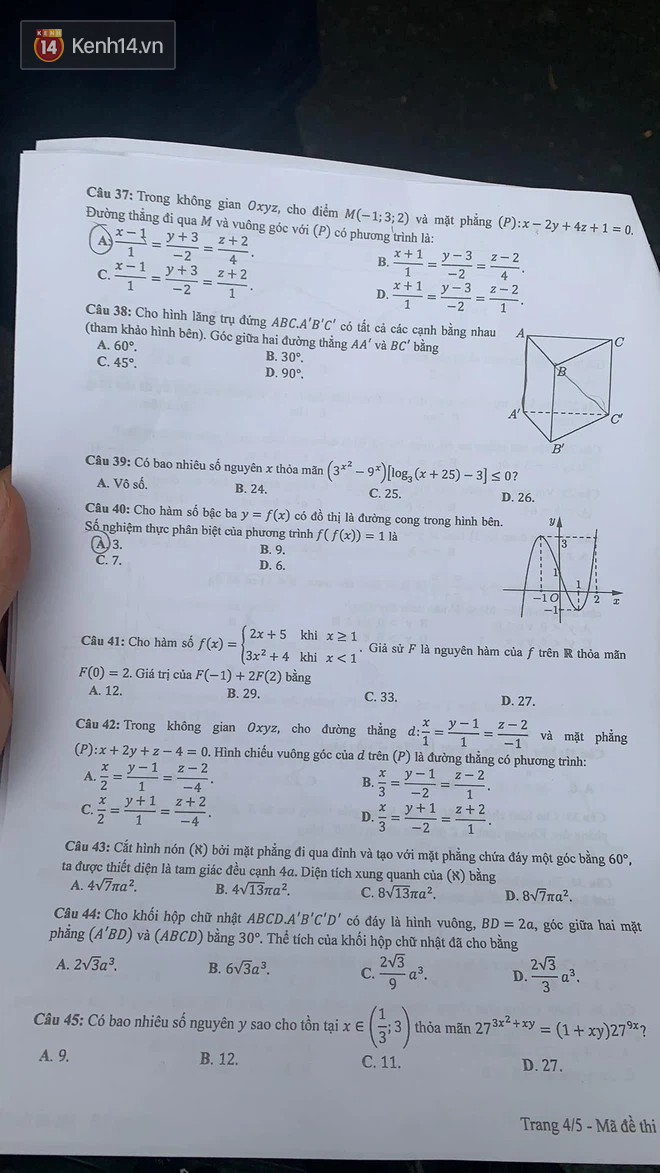 Đề thi môn Toán tốt nghiệp THPT 2021 chính thức: Thí sinh kêu dễ, toàn 8 - 9 - 10 - Hình 4