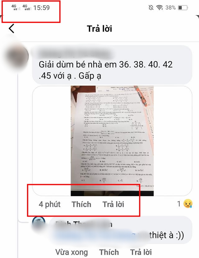 NÓNG: Xôn xao thí sinh lén chụp ảnh đề Toán gửi ra ngoài khi vẫn ngồi trong phòng thi, người nhà đăng lên mạng nhờ giải gấp? - Hình 1