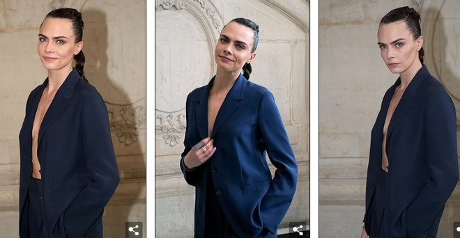 Siêu mẫu đồng tính Cara Delevingne táo bạo diện vest không nội y - Hình 2