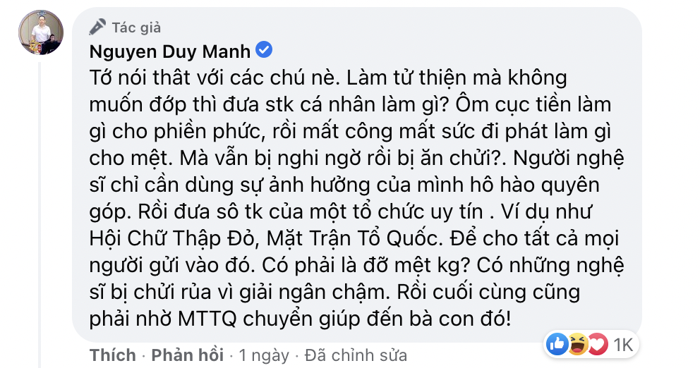 Duy Mạnh cà khịa cực gắt Mr. Đàm: Đưa số tài khoản cá nhân làm gì, ôm cục tiền phiền phức mà vẫn bị nghi ngờ rồi ăn chửi? - Hình 2