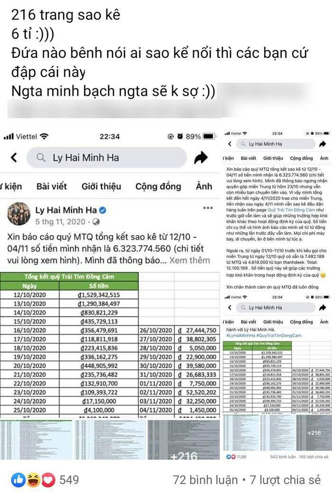 Dân mạng nói không cần sao kê 6 tỷ tiền từ thiện thành 216 trang, vợ chồng Lý Hải - Minh Hà có phản ứng phải nể phục! - Hình 2