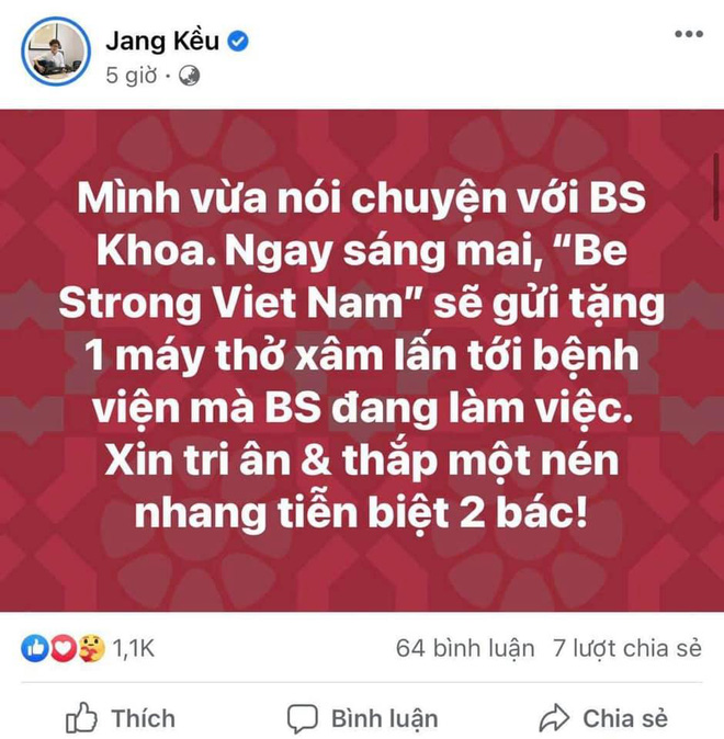 Chủ tịch Quỹ Sống Jang Kều tung đoạn chat trong đêm với bác sĩ Khoa nhường máy thở: Sự vội vàng nhận chỉ trích gay gắt - Hình 2