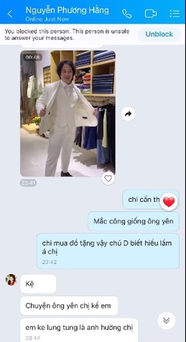 Nhâm Hoàng Khang tung loạt tin nhắn riêng tư với bà Phương Hằng: Nữ CEO mua vest tặng gymer Duy Nguyễn, bị dặn coi chừng giống ông Yên - Hình 6