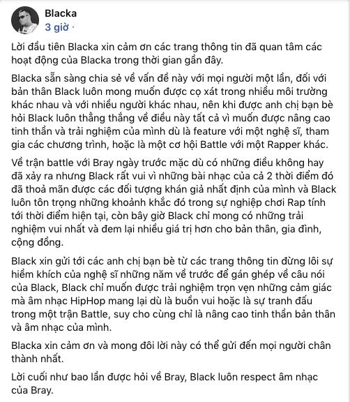 Liên tục bị gán với B Ray, Blacka lên tiếng nói rõ về trận battle năm xưa, còn khẳng định một câu về đối thủ - Hình 1