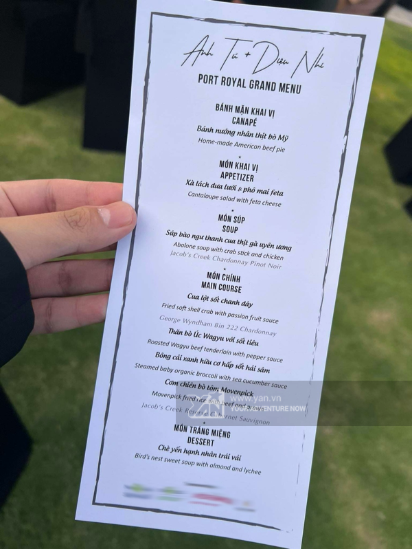 Cận menu toát ra mùi vương giả trong đám cưới Diệu Nhi - Anh Tú - Hình 1