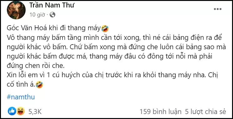 Nam Thư 'húych' người trong thang máy vì chướng mắt, dư luận đồng loạt chê: Chắc có văn hóa? - Hình 2