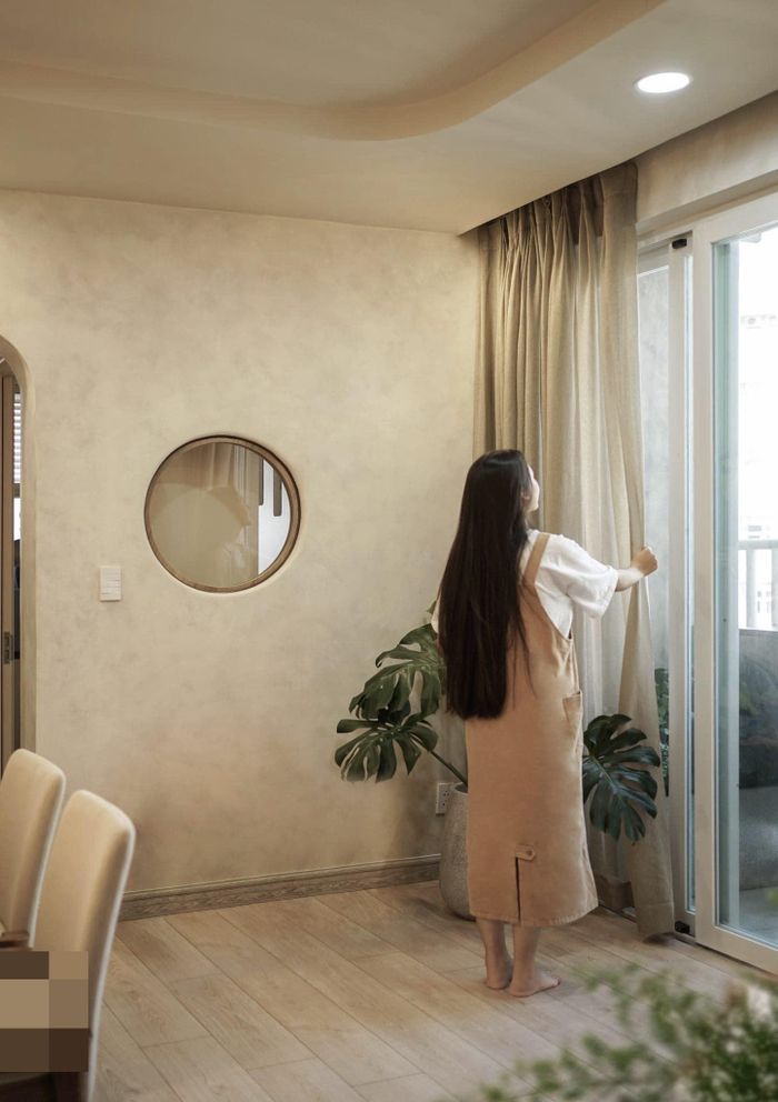 Căn hộ 75m2 phong cách Wabi-sabi tạo không gian mở bằng vách cong - Hình 6