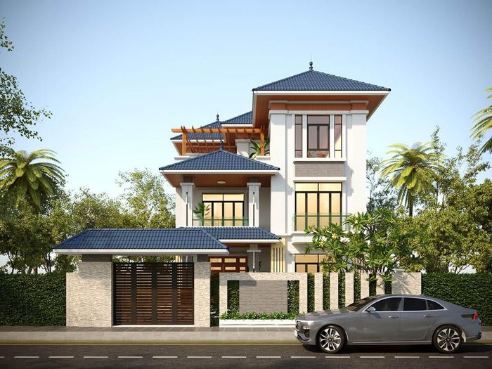 Mẫu biệt thự 3 tầng mái Thái hiện đại khiến nhiều người mê mẩn - Hình 1