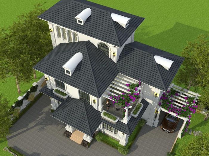 Mẫu biệt thự 3 tầng mái Thái hiện đại khiến nhiều người mê mẩn - Hình 3