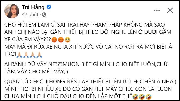Người mẫu Trà Ngọc Hằng bị gắn thiết bị theo dõi trên xe - Hình 3