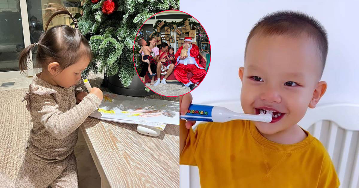Hai con nhà Hà Hồ: Lisa viết thư tay, hát nhạc Giáng sinh trôi chảy, cậu Ú Leon đánh răng cực hài - Hình 16