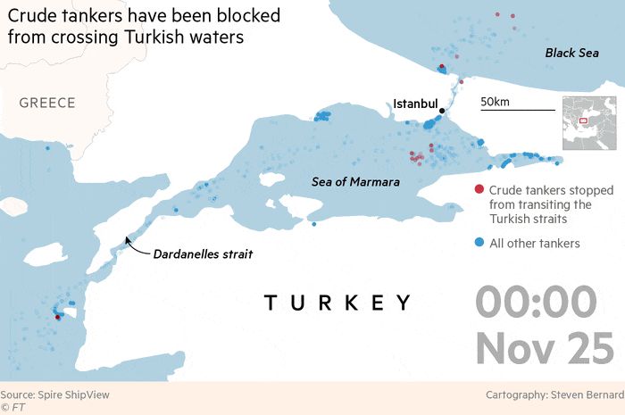 Hệ quả mở rộng của việc áp giá trần đối với dầu thô của Nga nhìn từ eo biển Bosphorus - Hình 2