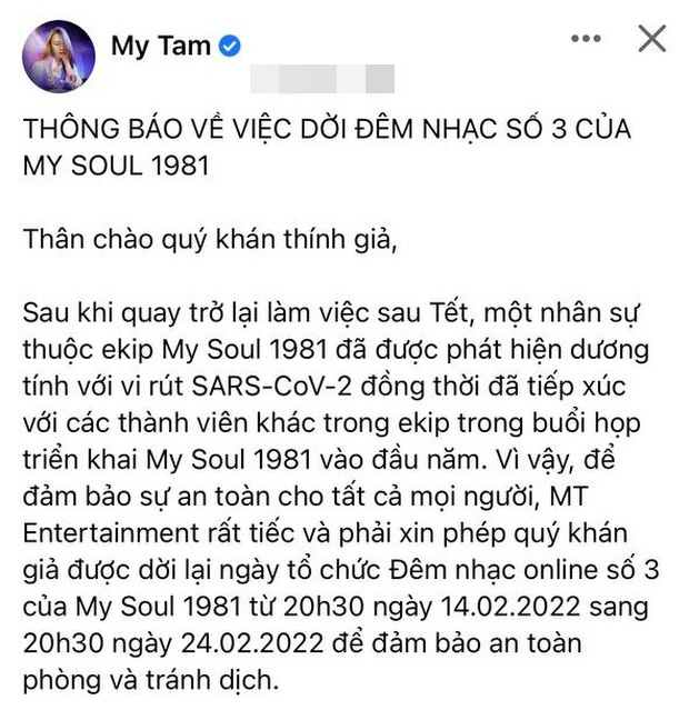 Mỹ Tâm gặp biến đầu năm, thông báo khẩn 1 việc khiến netizen lo sốt vó - Hình 2