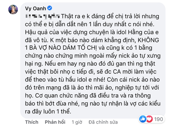 Vy Oanh khẳng định ai còn bôi nhọ cô sẽ được vào tù hầu idol Hằng - Hình 2