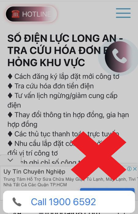 Cảnh báo giả mạo tổng đài chăm sóc khách hàng ngành điện để lừa đảo - Hình 1