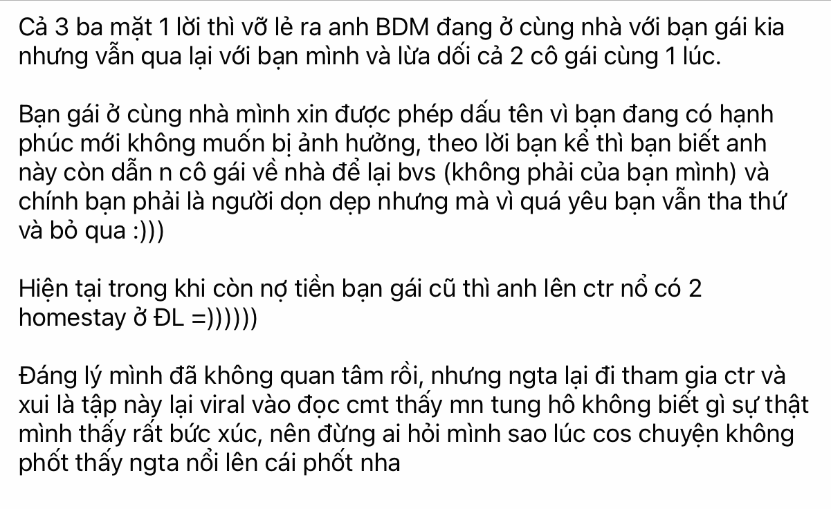 Duy Minh “Người ấy là ai” bị tố quá khứ dơ bẩn: Nói dối, bắt cá nhiều tay, nợ tiền bạn gái