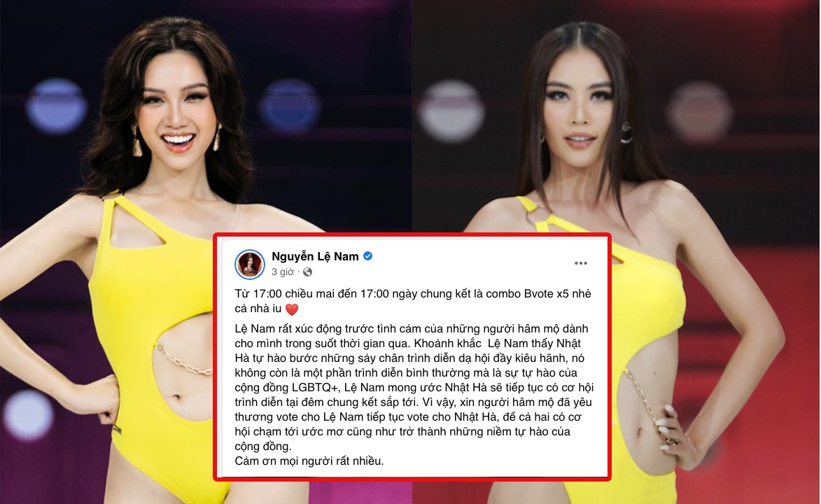Lệ Nam có hành động đẹp với đối thủ Nhật Hà tại Miss Universe Vietnam - Hình 1