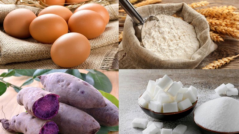 Cách làm bánh bông lan khoai lang tím bông mềm xốp không cần lò nướng - Hình 1