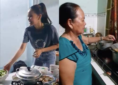 Hoa hậu Ngọc Châu về quê sau khi đăng quang, mẹ ruột nấu nhiều món ngon chiêu đãi con gái - Hình 11