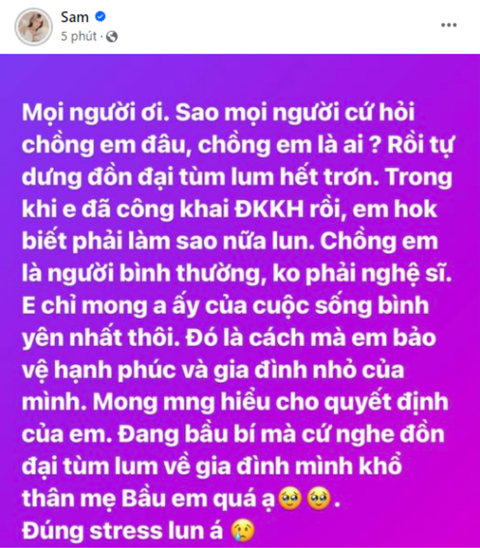 Sam phản pháo khi bị đồn là vợ bác sĩ Thịnh, còn tiết lộ thông tin liên quan đến chồng doanh nhân - Hình 3