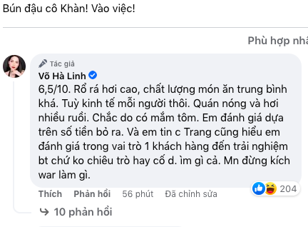 Chiến thần Hà Linh review quán bún đậu của cựu người mẫu Trang Trần - Hình 7