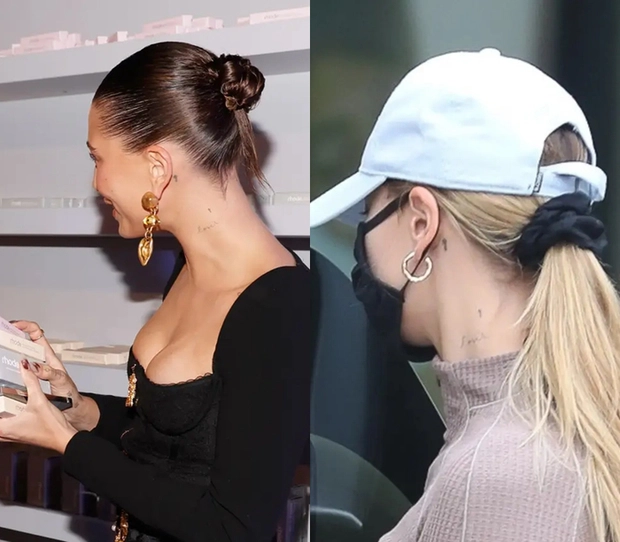 Selena Gomez - Hailey Bieber có cùng hình xăm dưới tai, nghi vấn vợ Justin Bieber bắt chước kẻ thù? - Hình 3