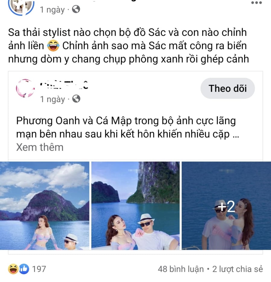 Phương Oanh bị chê thẳng gu thẩm mỹ quá chợ, chỉnh ảnh lố, Shark Bình cũng nín thinh, không dám bênh - Hình 5