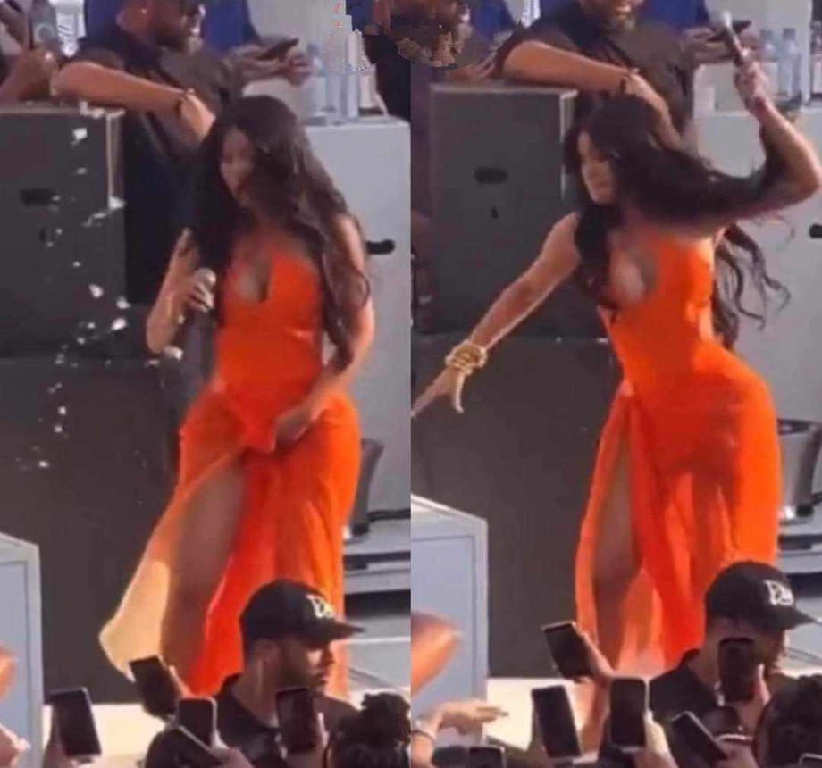 Cardi B nổi điên thẳng tay ném mic vào đầu khán giả khi bị hất nước vào mặt khiến CĐM sửng sốt - Hình 2