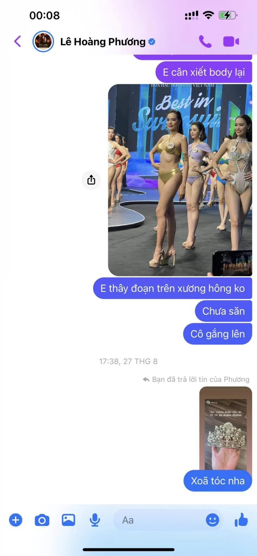 Trang Trần tung tin nhắn riêng tư của Lê Hoàng Phương, thái độ nàng hậu khi bị góp ý chỉ dạy gây sốc - Hình 6