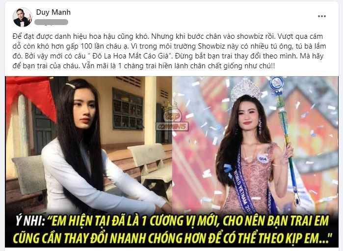 Duy Mạnh cảnh báo Ý Nhi, đá đểu cả giới Hoa hậu, hé lộ mặt trái showbiz và chuyện tú ông, tú bà - Hình 1
