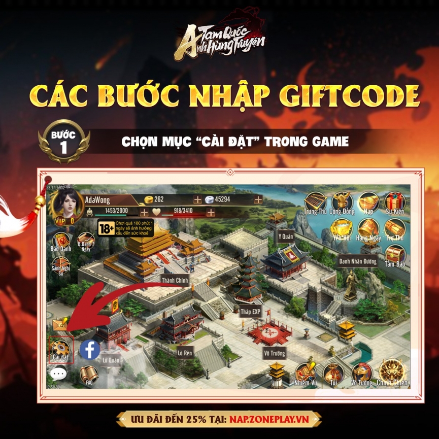 Code Tam Quốc Anh Hùng Truyện mới nhất và cách nhập - Hình 1