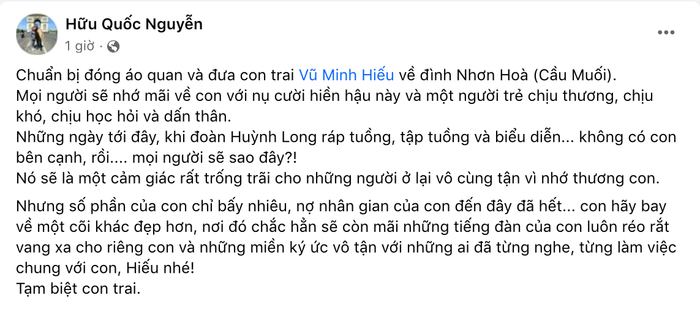 Nhạc sĩ 2k3 Vũ Minh Hiếu đột ngột qua đời sau khi tập kịch, con nuôi Vũ Linh và dàn sao Việt xót xa - Hình 6