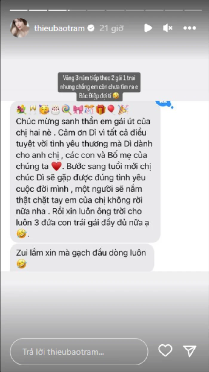 Thiều Bảo Trâm hé lộ dự định có 2 gái 1 trai cùng tình mới vào năm nay hậu tan vỡ với sếp Tùng? - Hình 2