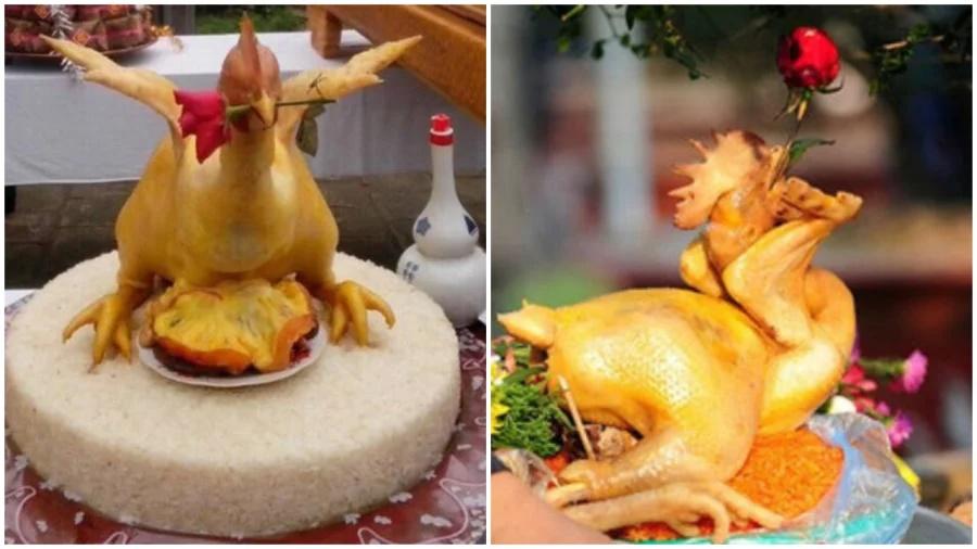 Ý nghĩa gà cúng ngậm hoa hồng đỏ, cách đặt gà trên mâm mang lại phát tài, bình an - Hình 2