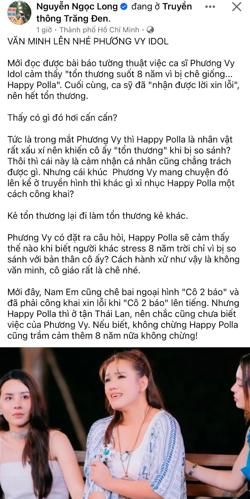 Phương Vy bị nói thiếu văn minh, tiêu chuẩn kép khi nhắc đến Happy Polla - Hình 3