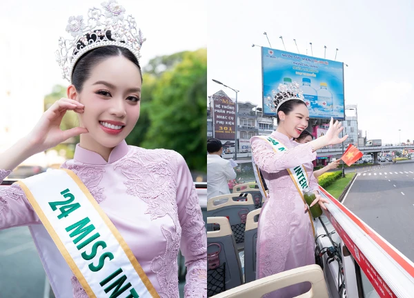 Thanh Thủy gây vỡ trận ngày về nước, fan kín đường diễu hành đón chánh cung - Hình 3