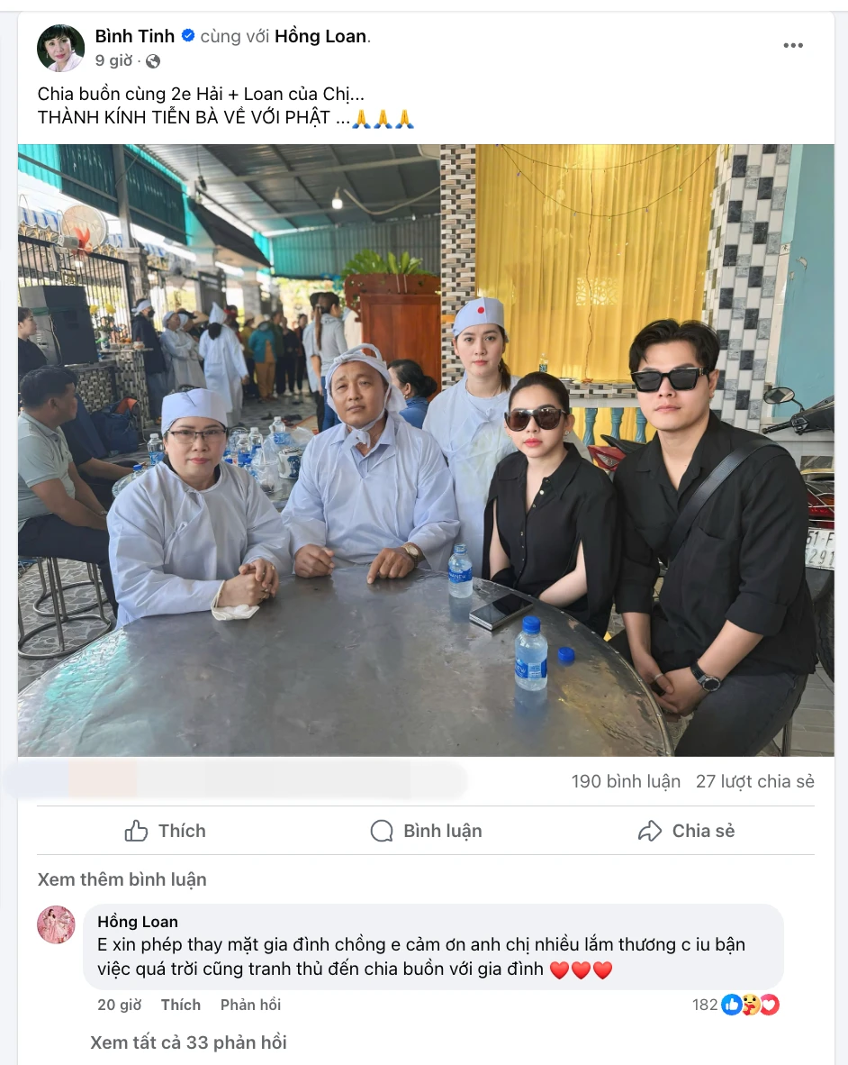 Con gái Vũ Linh - Hồng Loan báo tin tang sự, Bình Tinh và loạt nghệ sĩ động viên - Hình 1
