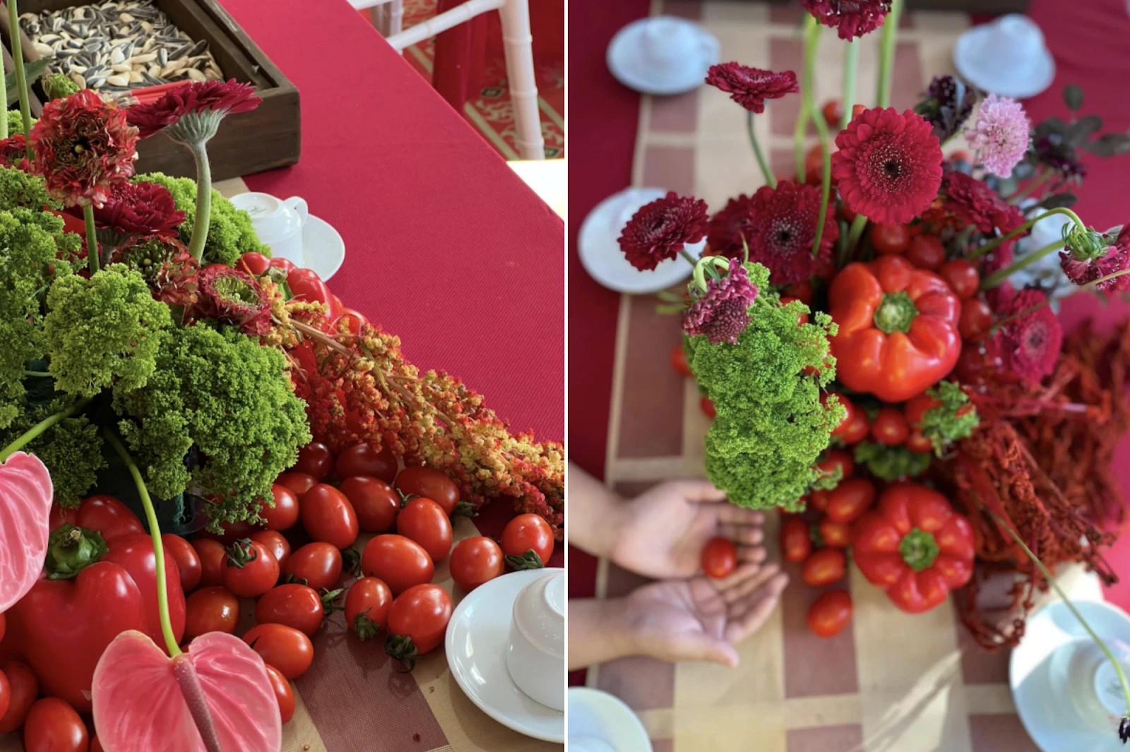 Độc lạ đám cưới HN: Decor bằng rau củ...chú rể nhúng lẩu mời cô dâu tại sân khấu - Hình 3